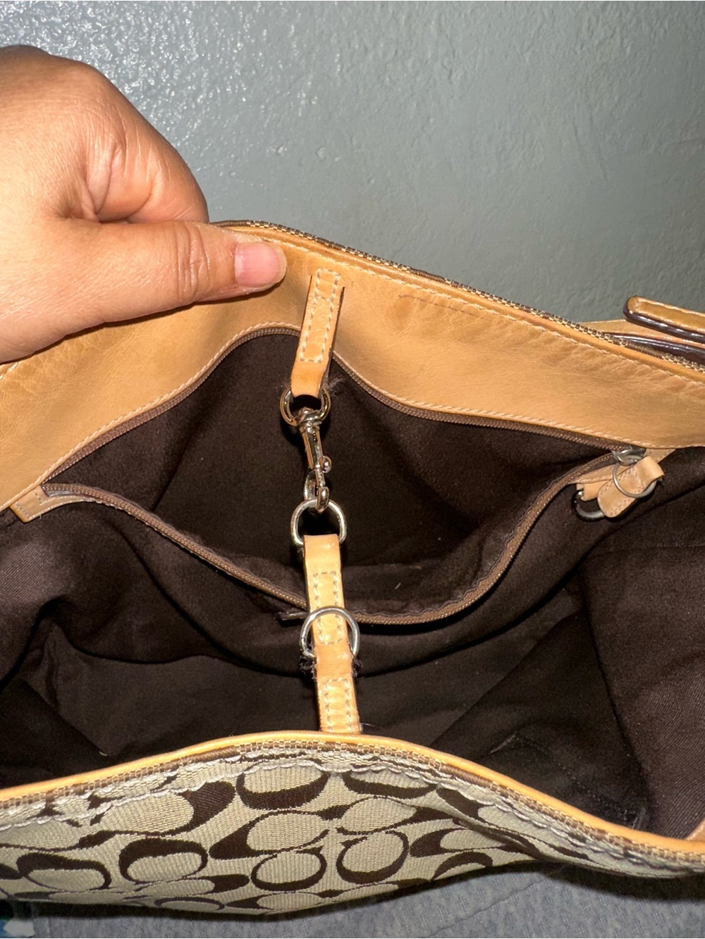Coach Brown Signature Canvas Hobo with Tan Leather Trim - Picture 16 of 16